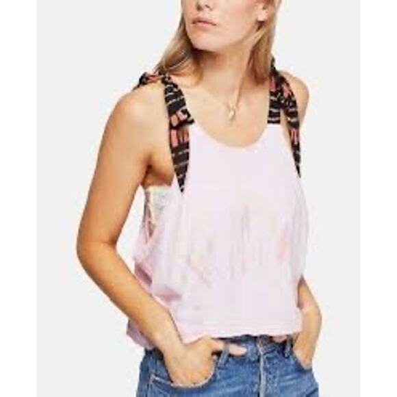 Free People NWT Women's KOA Pink Tie Dye Cropped Tank Size Large - Picture 3 of 9